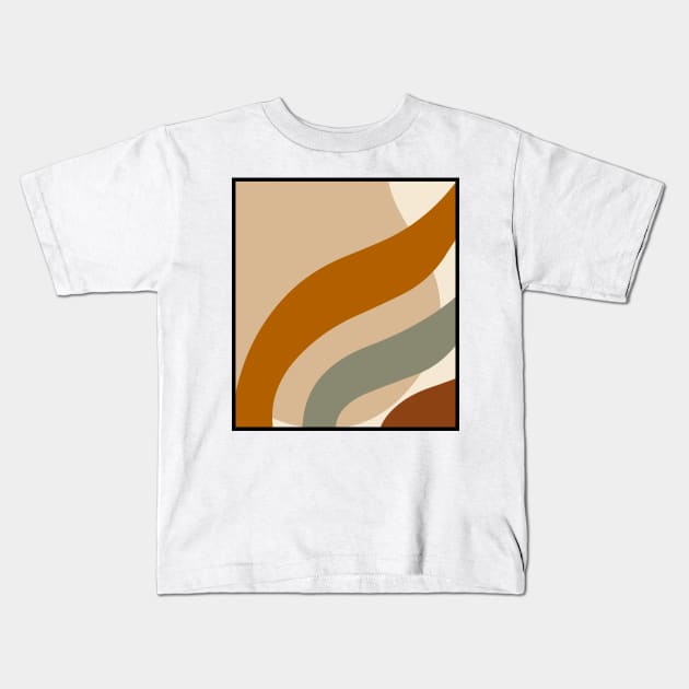 Warm Toned Boho Rainbow And Boho line Art Design Kids T-Shirt by zedonee